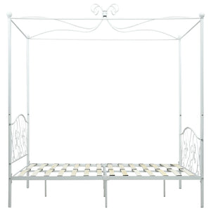 Letto a Baldacchino Bianco in Metallo 140x200 cm 284471