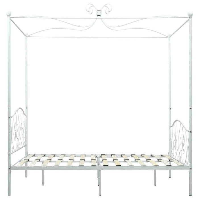 Letto a Baldacchino Bianco in Metallo 140x200 cm 284471