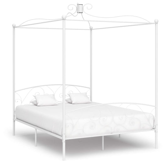 Letto a Baldacchino Bianco in Metallo 180x200 cm cod mxl 60217