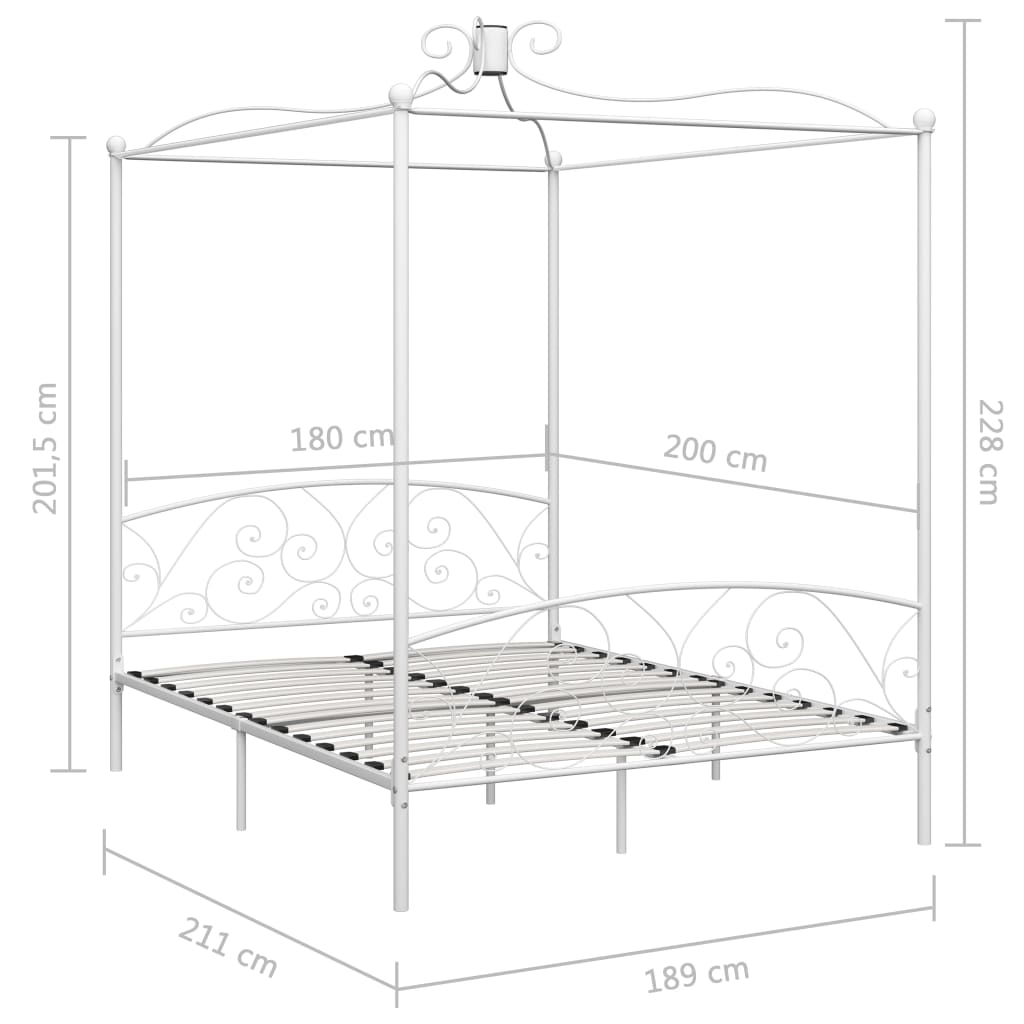 Letto a Baldacchino Bianco in Metallo 180x200 cm cod mxl 60217