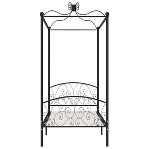 Letto a Baldacchino Nero in Metallo 100x200 cm cod mxl 56029