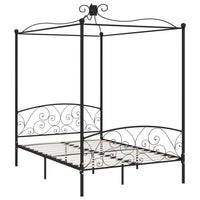 Letto a Baldacchino Nero in Metallo 140x200 cm cod mxl 63191