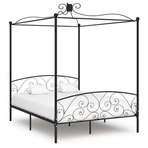 Letto a Baldacchino Nero in Metallo 160x200 cm 284478