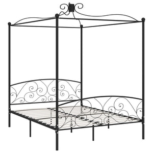 Letto a Baldacchino Nero in Metallo 160x200 cm 284478