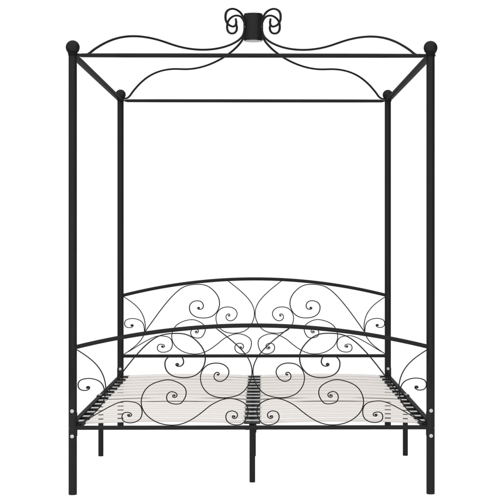 Letto a Baldacchino Nero in Metallo 160x200 cm cod mxl 59950