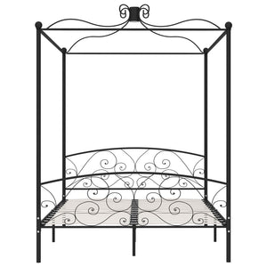 Letto a Baldacchino Nero in Metallo 160x200 cm cod mxl 59950