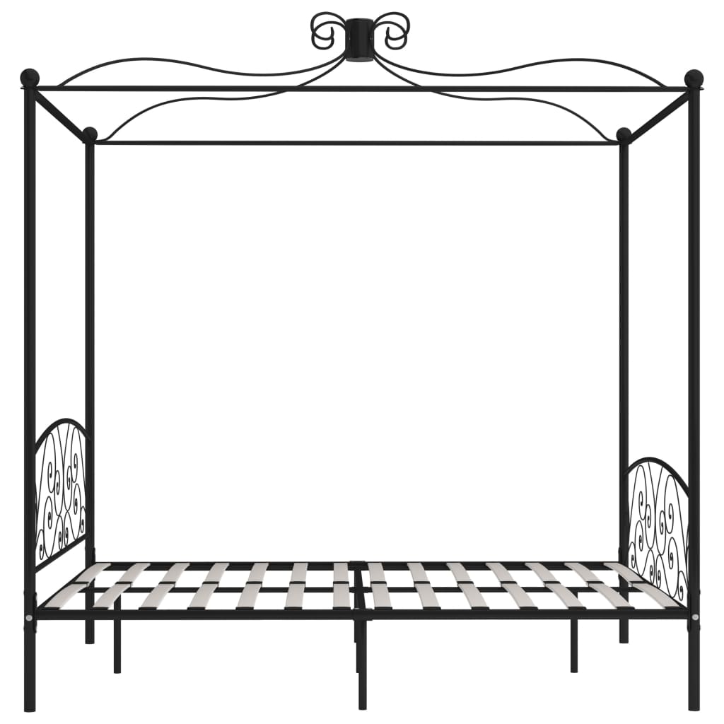 Letto a Baldacchino Nero in Metallo 160x200 cm 284478