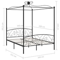 Letto a Baldacchino Nero in Metallo 160x200 cm 284478