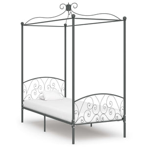 Letto a Baldacchino Grigio in Metallo 100x200 cm 284481