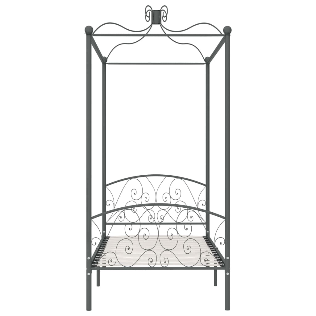 Letto a Baldacchino Grigio in Metallo 100x200 cm 284481