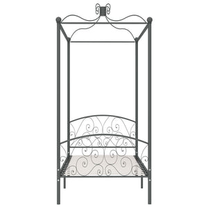 Letto a Baldacchino Grigio in Metallo 100x200 cm 284481