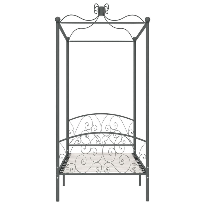 Letto a Baldacchino Grigio in Metallo 100x200 cm 284481