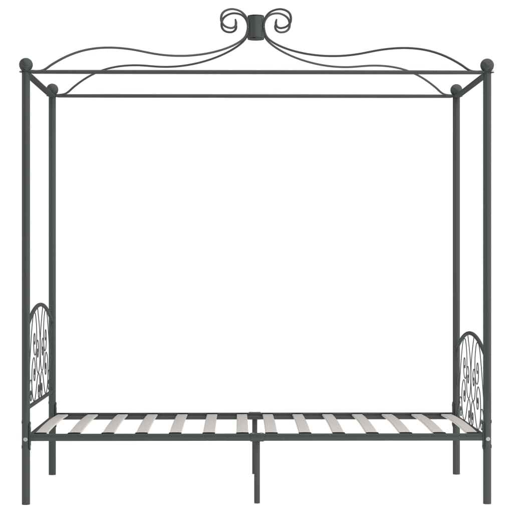 Letto a Baldacchino Grigio in Metallo 100x200 cm 284481