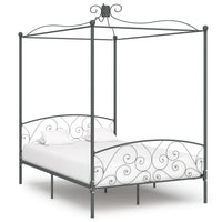 Letto a Baldacchino Grigio in Metallo 140x200 cm 284483