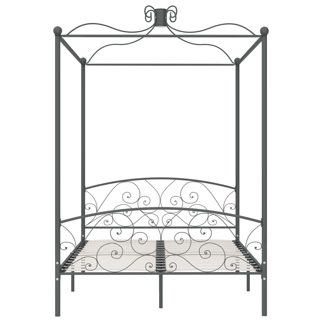 Letto a Baldacchino Grigio in Metallo 140x200 cm 284483