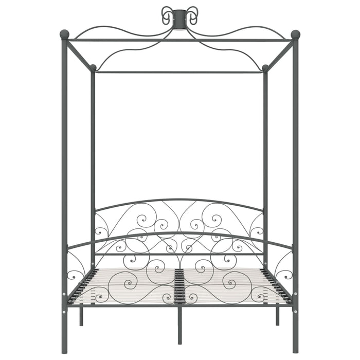 Letto a Baldacchino Grigio in Metallo 140x200 cm 284483