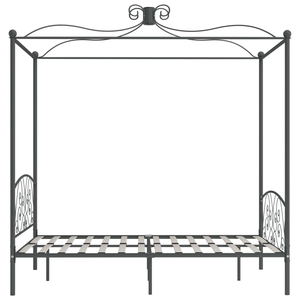 Letto a Baldacchino Grigio in Metallo 140x200 cm 284483