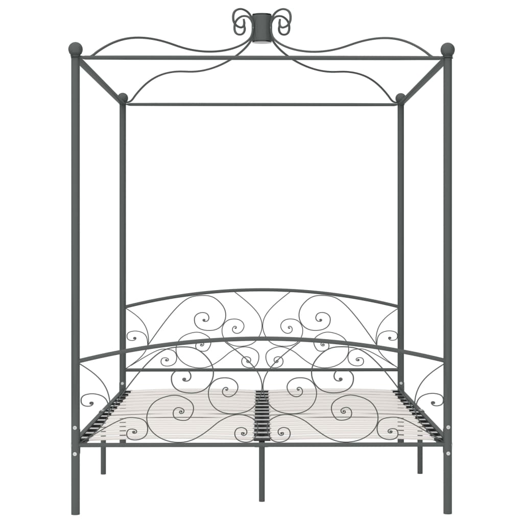 Letto a Baldacchino Grigio in Metallo 180x200 cm 284485