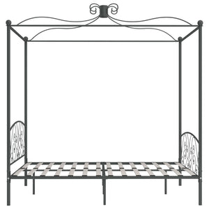 Letto a Baldacchino Grigio in Metallo 180x200 cm 284485