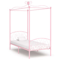 Letto a Baldacchino Rosa in Metallo 90x200 cm cod mxl 59483