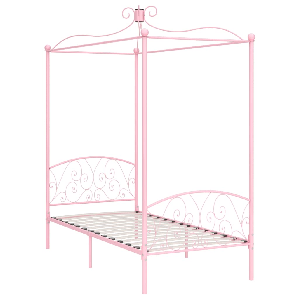 Letto a Baldacchino Rosa in Metallo 90x200 cm cod mxl 59483