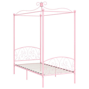 Letto a Baldacchino Rosa in Metallo 90x200 cm 284486