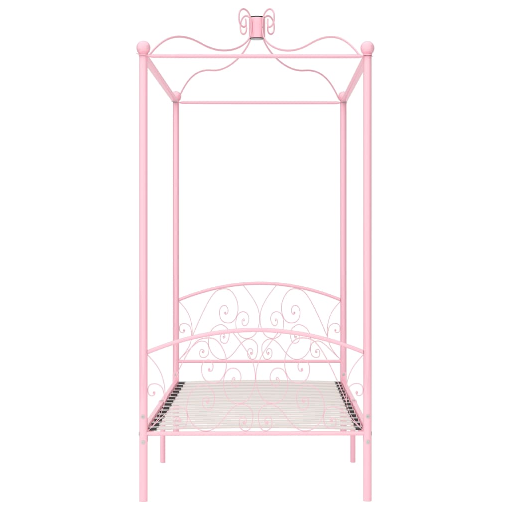 Letto a Baldacchino Rosa in Metallo 90x200 cm cod mxl 59483