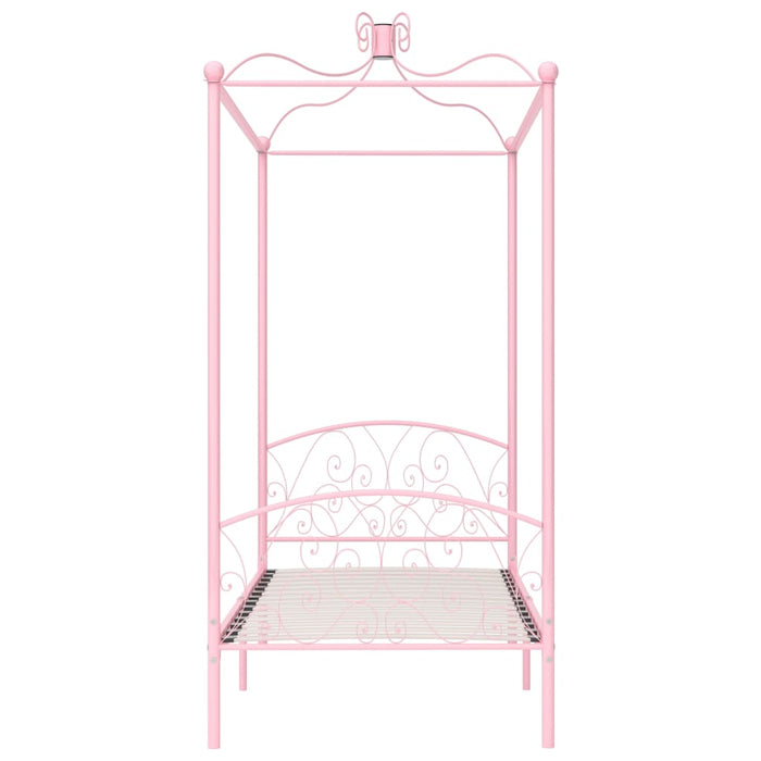 Letto a Baldacchino Rosa in Metallo 90x200 cm 284486