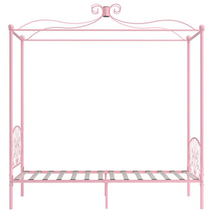 Letto a Baldacchino Rosa in Metallo 90x200 cm 284486