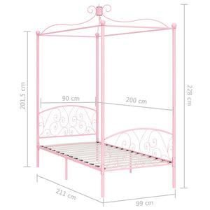 Letto a Baldacchino Rosa in Metallo 90x200 cm 284486