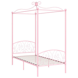 Letto a Baldacchino Rosa in Metallo 100x200 cm 284487