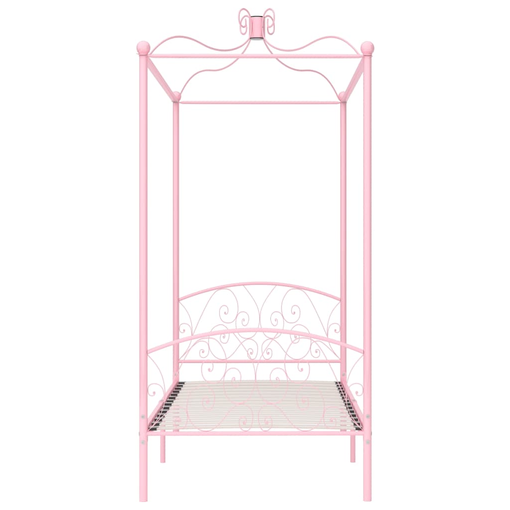 Letto a Baldacchino Rosa in Metallo 100x200 cm 284487