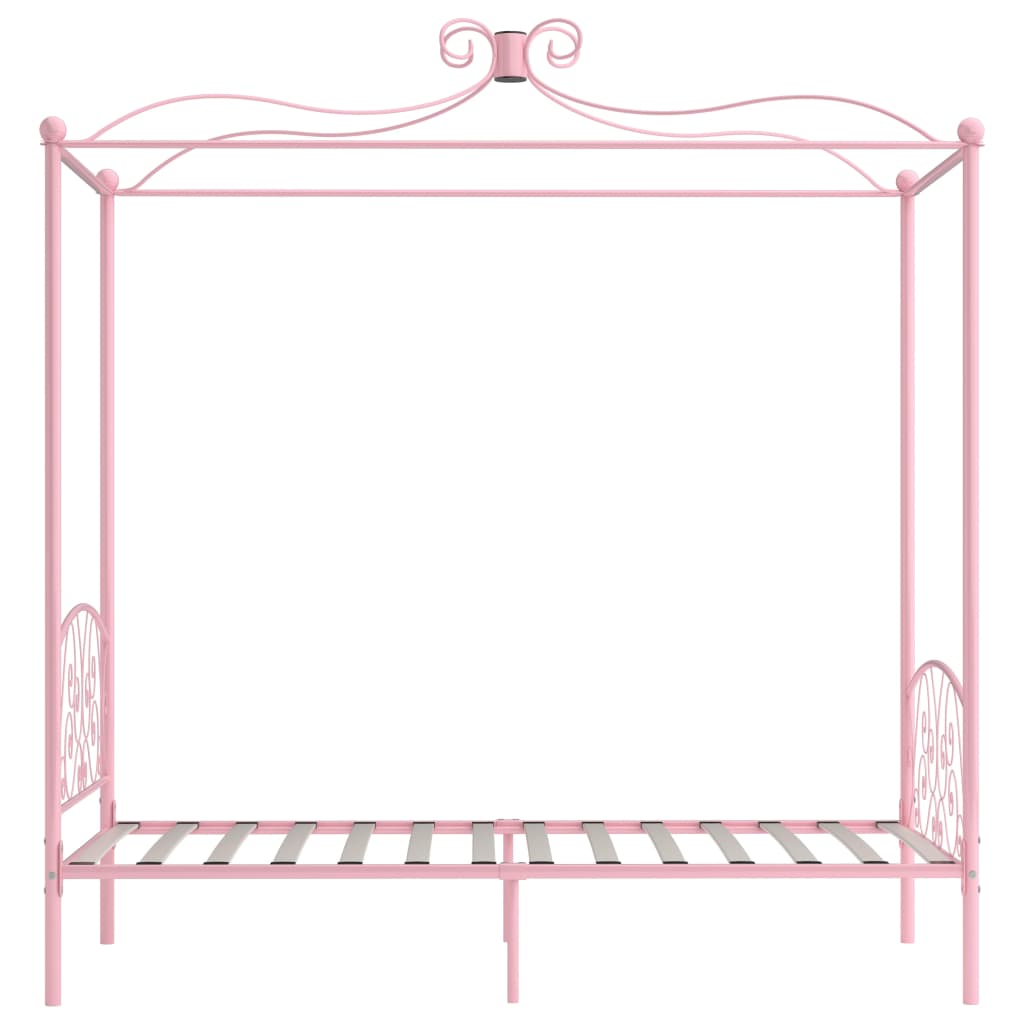 Letto a Baldacchino Rosa in Metallo 100x200 cm 284487