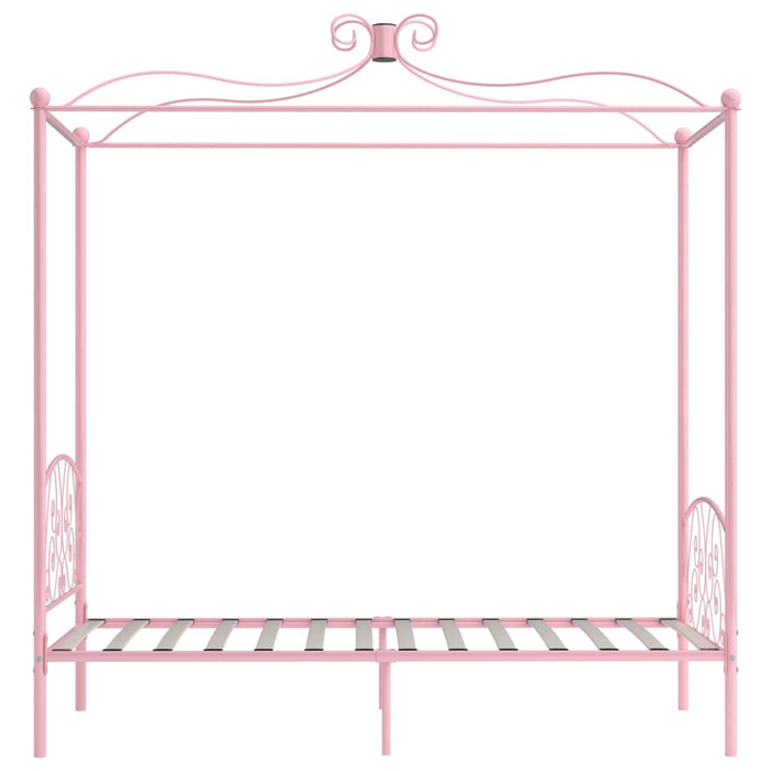 Letto a Baldacchino Rosa in Metallo 100x200 cm 284487