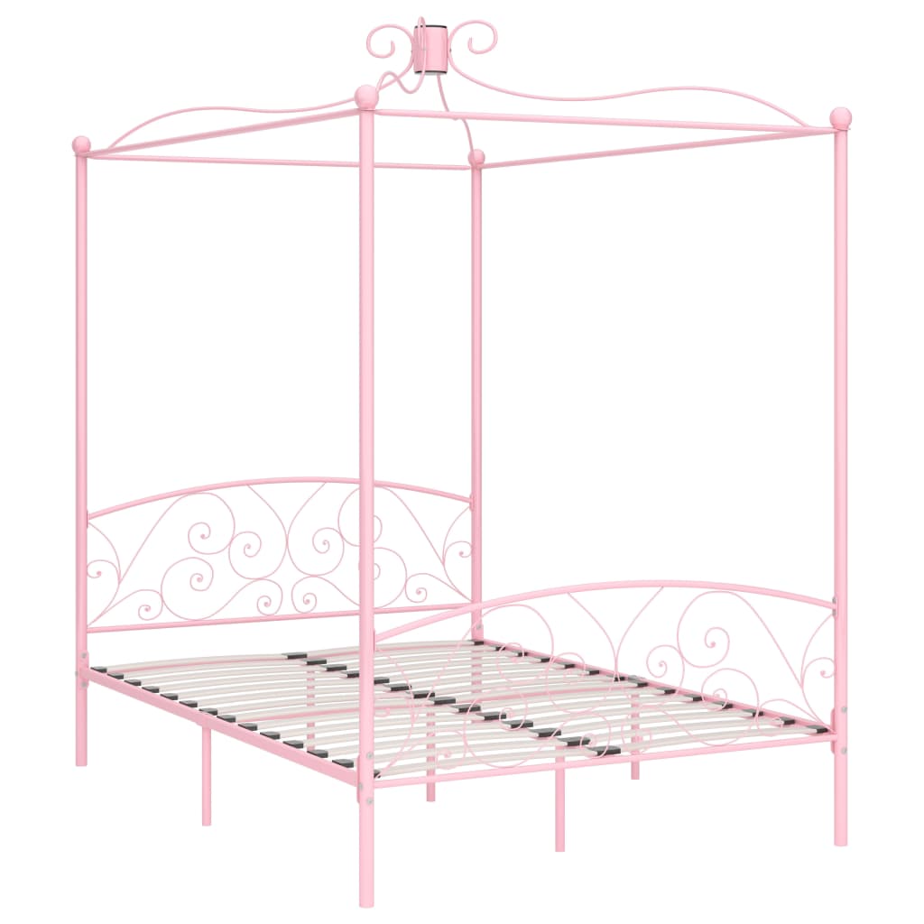 Letto a Baldacchino Rosa in Metallo 120x200 cm cod mxl 65071