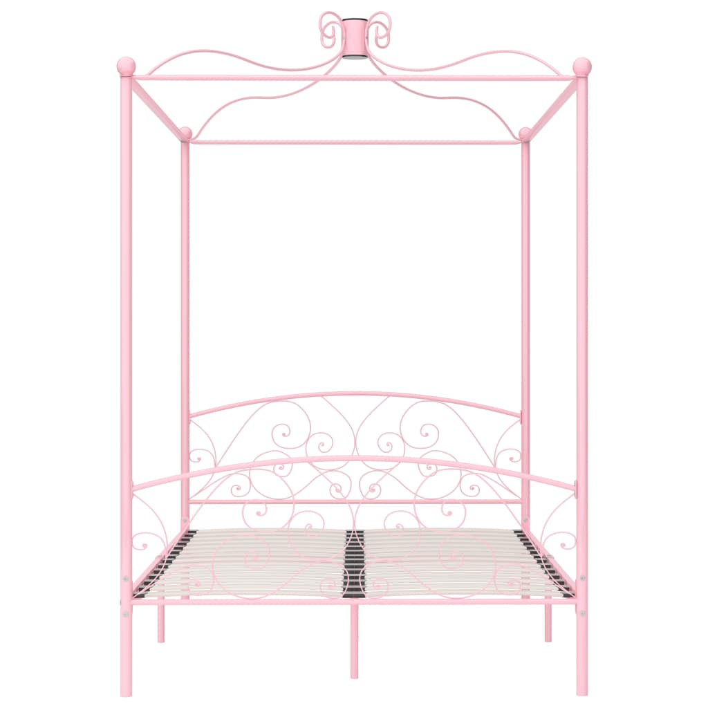 Letto a Baldacchino Rosa in Metallo 120x200 cm cod mxl 65071