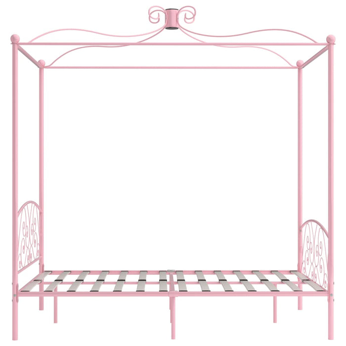 Letto a Baldacchino Rosa in Metallo 120x200 cm 284488