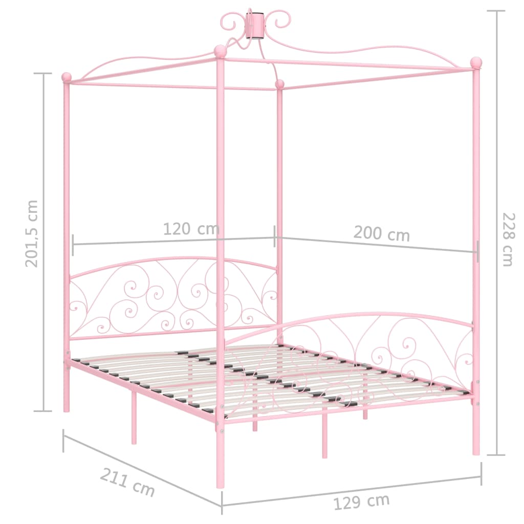 Letto a Baldacchino Rosa in Metallo 120x200 cm cod mxl 65071