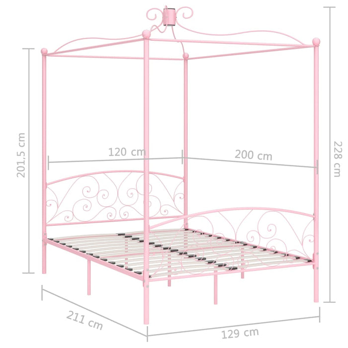 Letto a Baldacchino Rosa in Metallo 120x200 cm 284488