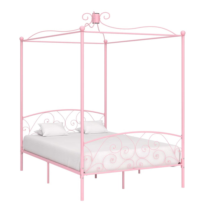 Letto a Baldacchino Rosa in Metallo 140x200 cm cod mxl 61421