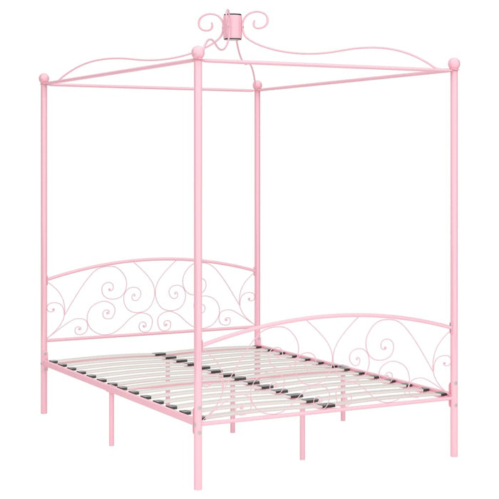 Letto a Baldacchino Rosa in Metallo 140x200 cm cod mxl 61421