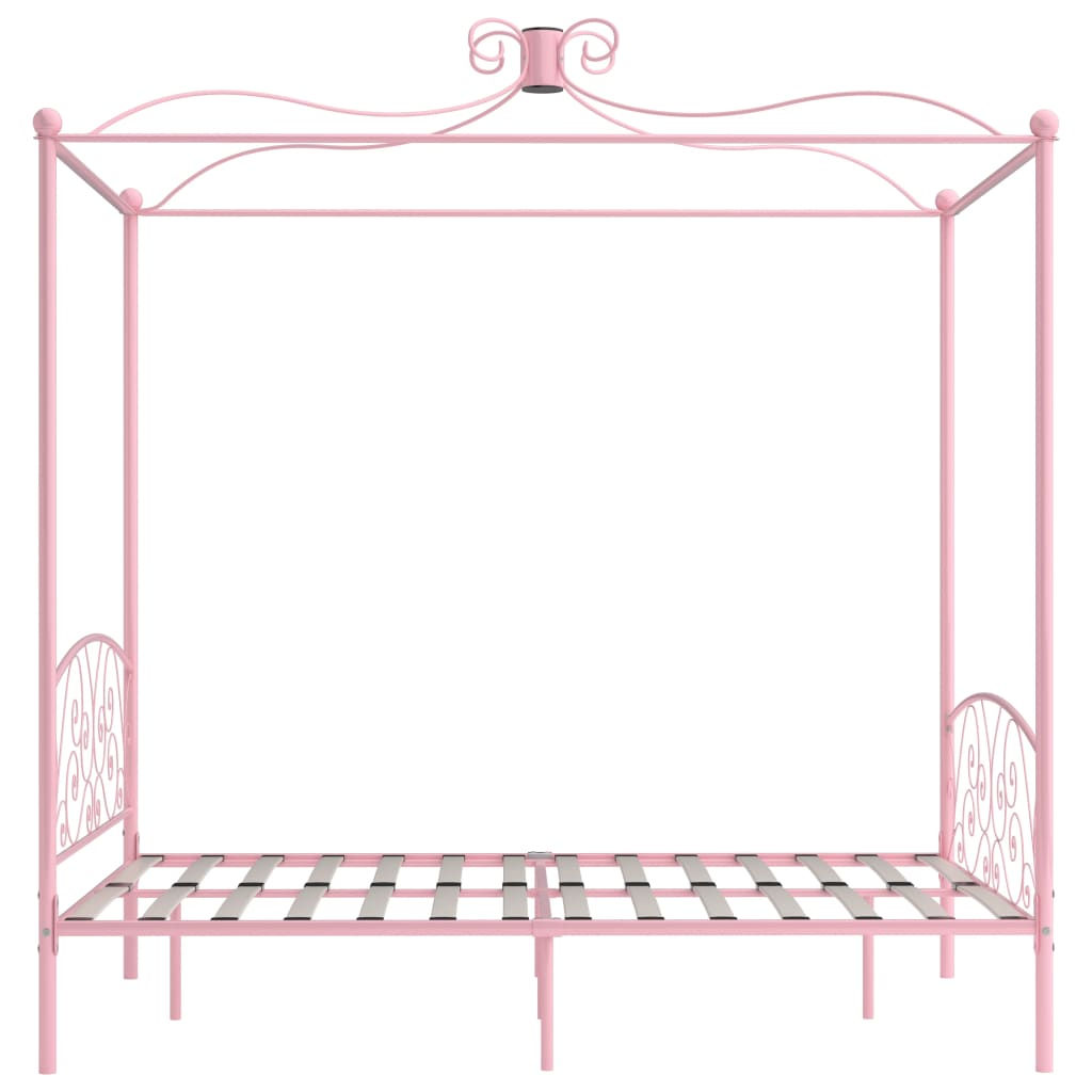 Letto a Baldacchino Rosa in Metallo 140x200 cm 284489