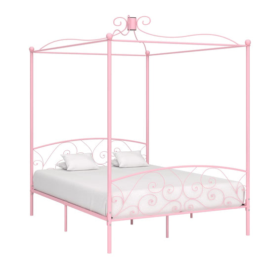 Letto a Baldacchino Rosa in Metallo 180x200 cm cod mxl 60067