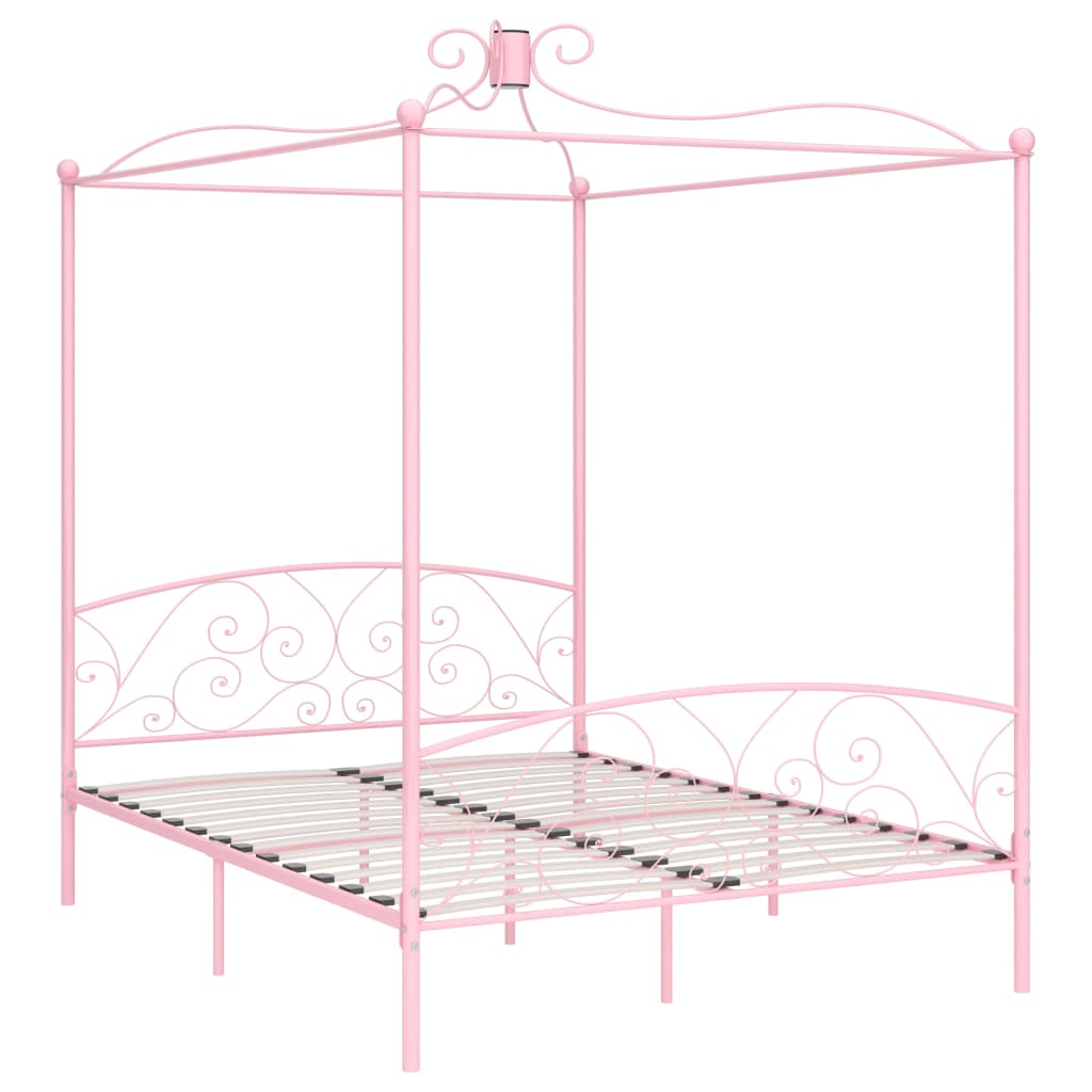 Letto a Baldacchino Rosa in Metallo 180x200 cm cod mxl 60067