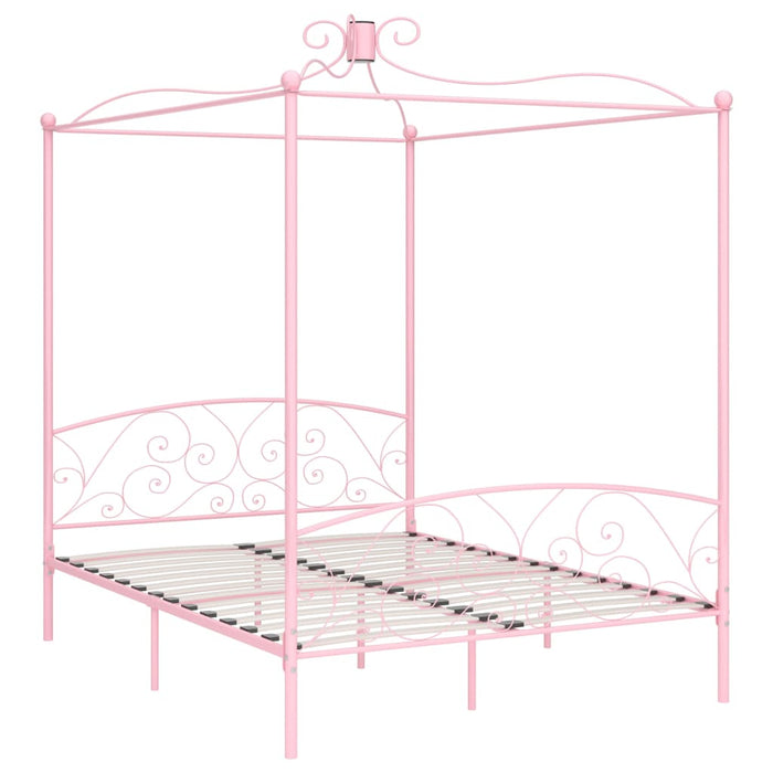 Letto a Baldacchino Rosa in Metallo 180x200 cm cod mxl 60067