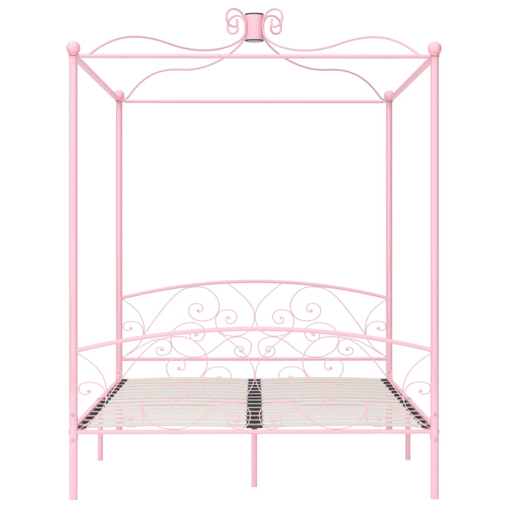 Letto a Baldacchino Rosa in Metallo 180x200 cm cod mxl 60067