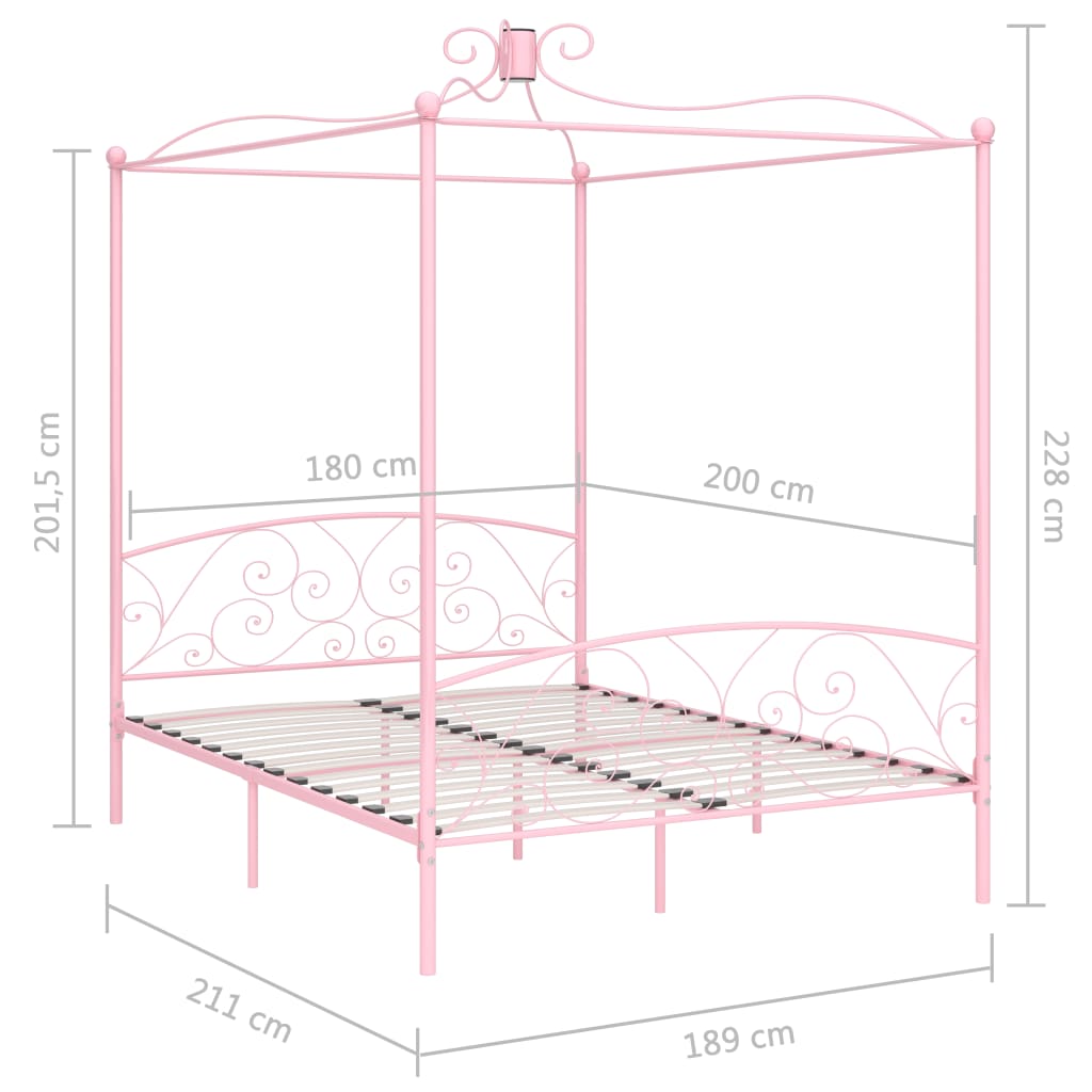 Letto a Baldacchino Rosa in Metallo 180x200 cm cod mxl 60067