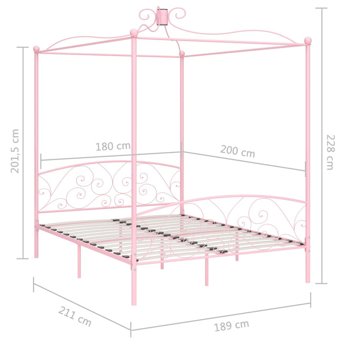 Letto a Baldacchino Rosa in Metallo 180x200 cm cod mxl 60067