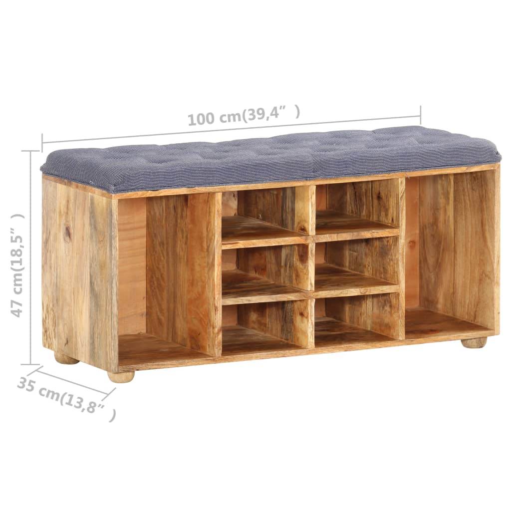 Panca da Ingresso 100x35x47 cm in Legno Massello di Mango cod mxl 59703