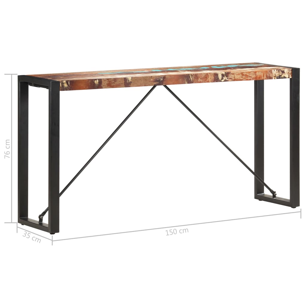 Tavolo Consolle 150x35x76 cm in Legno Massello di Recupero cod mxl 54916